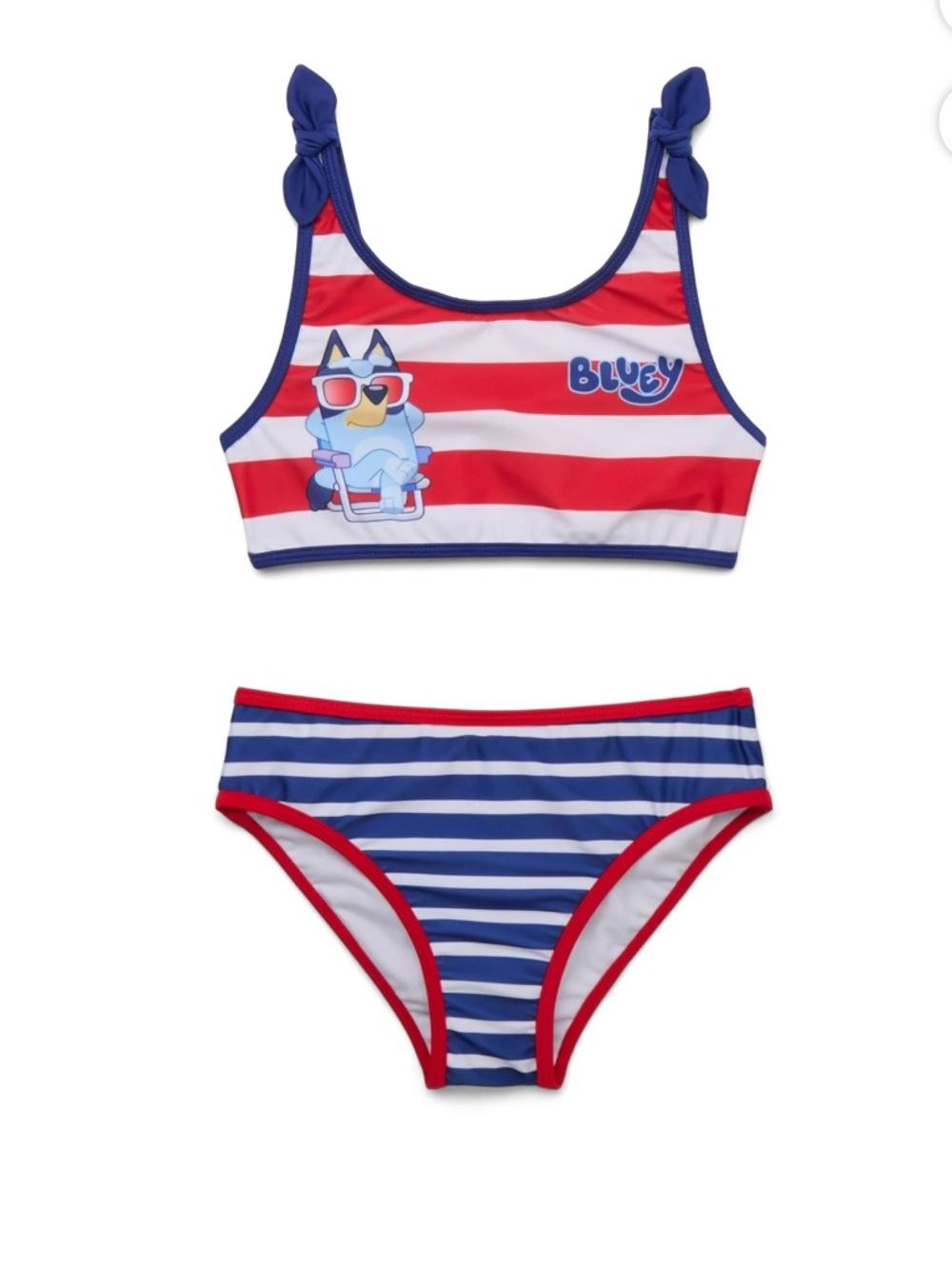 Bluey Girls' Red & Blue Striped Bikini Set